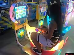 Cute amateur Thai teen masturbates with a vibrator after a day of fun