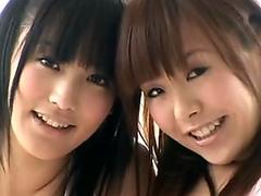 Asian cutie Yuri Hamada and her teen girlfriend in bikinis