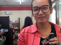 Asian Jhamela sucks on tourists cock and takes it deep