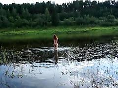 Nude swimming in volga-river