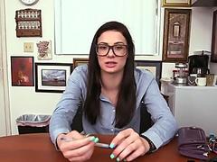 Hot amateur brunette babe Kymberlee Anne gets fucked hard on a casting