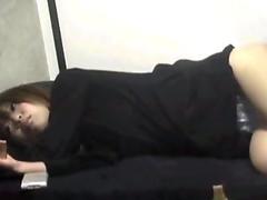Hairy asian masturbates